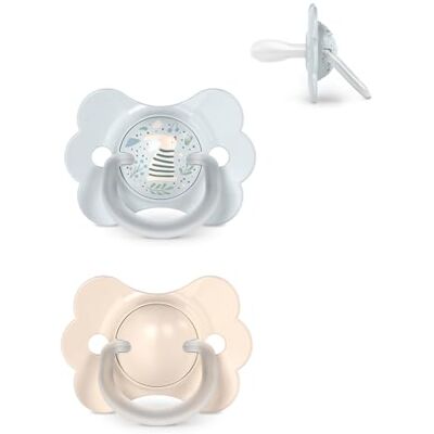 SUAVINEX , Pack 2 Chupetes para Bebés 0/6 Meses y Recién Nacidos, con Tetina Fisiológica de Silicona SX Pro, Simétrica, Plana y Flexible, Respeta el Desarrollo Bucodental, Wonder Beige + Azul SUAVINEX , Pack 2 Chupetes para Bebés 0/6 Meses y Recién Nacidos, con Tetina Fisiológica de Silicona SX Pro, Simétrica, Plana y Flexible, Respeta el Desarrollo Bucodental, Wonder Beige + Azul
