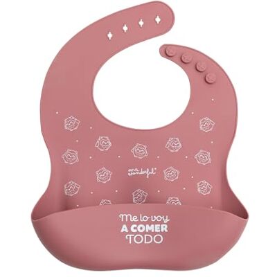 Mr. Wonderful Babero de silicona rosa Me lo voy a comer todo Diseño Ajustable para Evitar Derrames y Manchas en la Ropa de tu Bebé Mr. Wonderful Babero de silicona rosa Me lo voy a comer todo Diseño Ajustable para Evitar Derrames y Manchas en la Ropa de tu Bebé