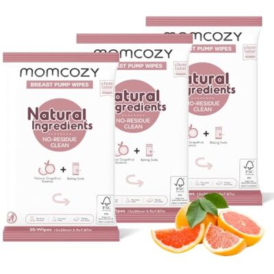 momcozy Toallitas limpiadoras para sacaleches, 90 unidades, 3 paquetes Toallitas limpiadoras para piezas de sacaleches, biberones, chupetes, mordedores y juguetes; con ingredientes naturales momcozy Toallitas limpiadoras para sacaleches, 90 unidades, 3 paquetes Toallitas limpiadoras para piezas de sacaleches, biberones, chupetes, mordedores y juguetes; con ingredientes naturales