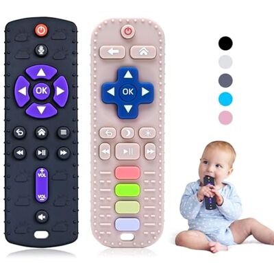 Orzbow 2 Piezas Mordedor Bebe, Juguetes Bebes 6-12 Meses, Mando Juguete Bebe de Silicona con Clip de Chupete y Botones Pulsables, Suave Juguetes Montessori Bebe 6-12 Meses, Negro y Rosa Claro Orzbow 2 Piezas Mordedor Bebe, Juguetes Bebes 6-12 Meses, Mando Juguete Bebe de Silicona con Clip de Chupete y Botones Pulsables, Suave Juguetes Montessori Bebe 6-12 Meses, Negro y Rosa Claro