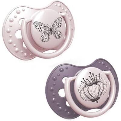 LOVI 2 Chupetes Dinámicos de Silicona Botanic Rosa 0-3 Meses LOVI 2 Chupetes Dinámicos de Silicona Botanic Rosa 0-3 Meses