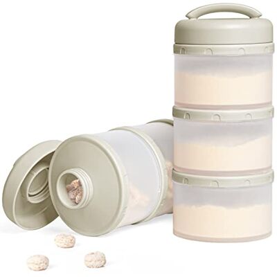 Termichy Apilable Dispensador Leche en Polvo Bebé y Cereales, 2 Paquetes (gris cálido) Termichy Apilable Dispensador Leche en Polvo Bebé y Cereales, 2 Paquetes (gris cálido)