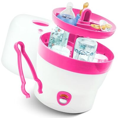 Babyruf BS 29b Esterilizador para biberones, esterilizador a vapor y vaporizador, hasta 6 botellas, operación fácil, primer equipo para recién nacidos, limpiador de botellas, accesorios para bebés Babyruf BS 29b Esterilizador para biberones, esterilizador a vapor y vaporizador, hasta 6 botellas, operación fácil, primer equipo para recién nacidos, limpiador de botellas, accesorios para bebés