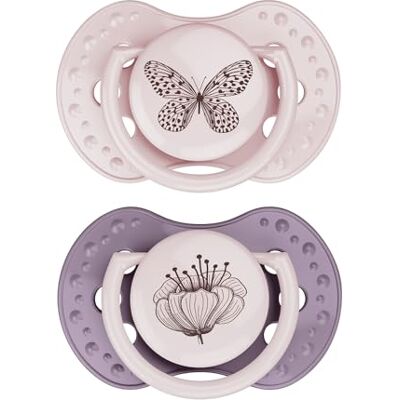 Difrax LOVI Chupete dinámico para bebé, color rosa y morado, 2 piezas, fácil de aceptar, sin BPA, silicona de alta calidad y duradera Difrax LOVI Chupete dinámico para bebé, color rosa y morado, 2 piezas, fácil de aceptar, sin BPA, silicona de alta calidad y duradera