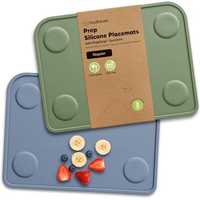 KeaBabies 2pk juego de mesa de silicona para niños, niños pequeños 30.5 x 22.9cm antideslizante manta de silicona para bebés para niños para mesa de comedor, calidad de los alimentos(Slate, Regular) KeaBabies 2pk juego de mesa de silicona para niños, niños pequeños 30.5 x 22.9cm antideslizante manta de silicona para bebés para niños para mesa de comedor, calidad de los alimentos(Slate, Regular)