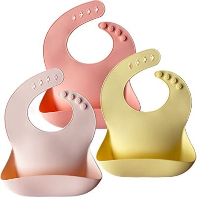 Moonkie Baberos Bebe Impermeables, 3 Paquete Babero Silicona Bebe, Sin BPA, Suaves y Cómodos, Tamaños Ajustables, Babero para Bebés y Niños(Rosa/Amarillo/Rosa suave) Moonkie Baberos Bebe Impermeables, 3 Paquete Babero Silicona Bebe, Sin BPA, Suaves y Cómodos, Tamaños Ajustables, Babero para Bebés y Niños(Rosa/Amarillo/Rosa suave)