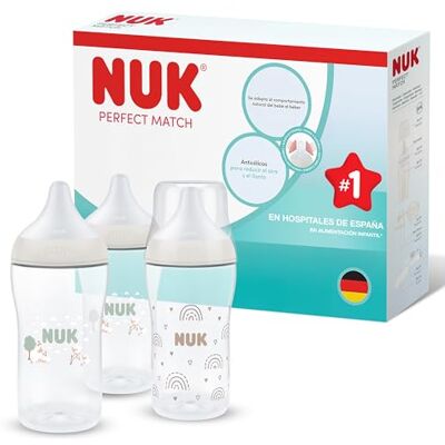 NUK Perfect Match Biberón 3+ meses 260 ml Biberón anticólicos PP Indicador de control de temperatura Arcoíris/Oveja 3 unidades NUK Perfect Match Biberón 3+ meses 260 ml Biberón anticólicos PP Indicador de control de temperatura Arcoíris/Oveja 3 unidades