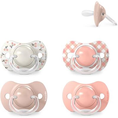 SUAVINEX , Pack de 4 Chupetes para Bebés 0-6 Meses y Recién Nacidos, con Tetina Fisiológica de Silicona SX Pro Simétrica, Plana y Flexible, Respeta el Desarrollo Bucodental, Birdies y Wild&Free, Rosa SUAVINEX , Pack de 4 Chupetes para Bebés 0-6 Meses y Recién Nacidos, con Tetina Fisiológica de Silicona SX Pro Simétrica, Plana y Flexible, Respeta el Desarrollo Bucodental, Birdies y Wild&Free, Rosa