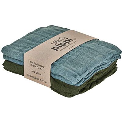 Pippi Organic Cloth Muslin pañuelo, Plomo, 65x65 para Bebés Pippi Organic Cloth Muslin pañuelo, Plomo, 65x65 para Bebés