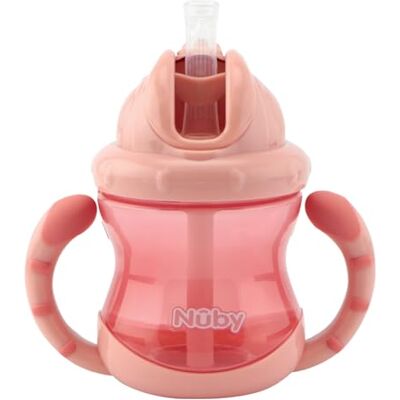 Nuby Juego de 2 vasos Flip-it con pajita de silicona a prueba de fugas Con asas y sistema de cierre Click-it Sin BPA 240ml Rosa Más de 12 meses Nuby Juego de 2 vasos Flip-it con pajita de silicona a prueba de fugas Con asas y sistema de cierre Click-it Sin BPA 240ml Rosa Más de 12 meses