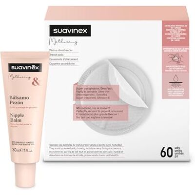 SUAVINEX , Pack Discos de Lactancia 60 uds. Finos, Súper Absorbentes y Transpirables + Crema Pezones, Lanolina Ultra Pura, Hidrata, Evita Sequedad y Grietas, Apta Pieles Sensibles, 100% Origen Natural SUAVINEX , Pack Discos de Lactancia 60 uds. Finos, Súper Absorbentes y Transpirables + Crema Pezones, Lanolina Ultra Pura, Hidrata, Evita Sequedad y Grietas, Apta Pieles Sensibles, 100% Origen Natural