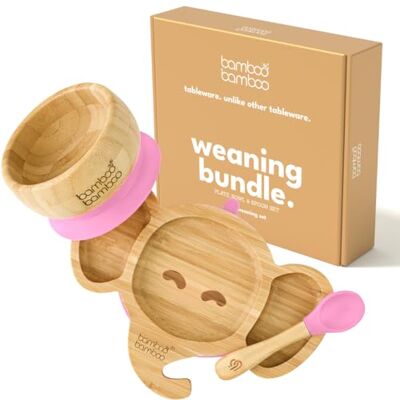 bamboo bamboo Plato Y Tazón Para Bebé, Set De Destete Con Succión Segura, Plato De Bambú En Forma De Elefante, Tazón Para Niños Y Cuchara, Vajilla Antideslizante Desde 6 Meses (Rosa) bamboo bamboo Plato Y Tazón Para Bebé, Set De Destete Con Succión Segura, Plato De Bambú En Forma De Elefante, Tazón Para Niños Y Cuchara, Vajilla Antideslizante Desde 6 Meses (Rosa)