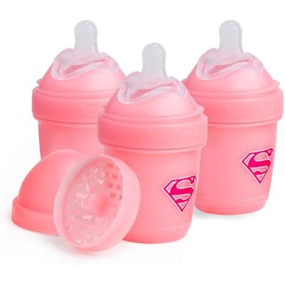 Herobility Supergirl DC Comics Biberones anticólicos dobles 140 ml (5 onzas líquidas) Paquete de 3 biberones Herobility Supergirl DC Comics Biberones anticólicos dobles 140 ml (5 onzas líquidas) Paquete de 3 biberones