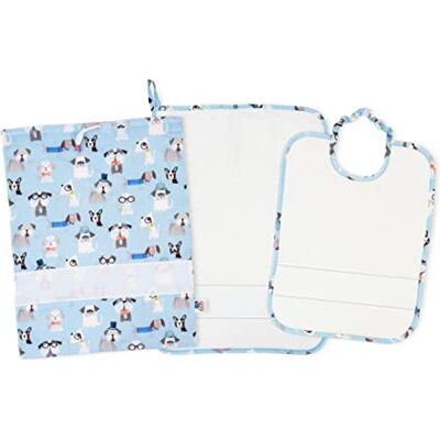Filet Set De Guardería Tres Piezas Bordable, Compuesto de Babero con Elástico, Toalla, Bolsa para el Cambio y Bolsa Portabebés/Babero, Made in Italy, Fantasía Perritos Fondo Azul Filet Set De Guardería Tres Piezas Bordable, Compuesto de Babero con Elástico, Toalla, Bolsa para el Cambio y Bolsa Portabebés/Babero, Made in Italy, Fantasía Perritos Fondo Azul