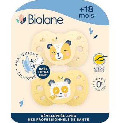 Biolane Chupetes anatómicos de animal Chupetes extrafinos 18 meses en adelante Amarillo bicolor Chupete plano y reversible Comodidad óptima Respeto por el desarrollo bucal Biolane Chupetes anatómicos de animal Chupetes extrafinos 18 meses en adelante Amarillo bicolor Chupete plano y reversible Comodidad óptima Respeto por el desarrollo bucal