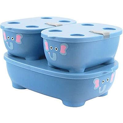 Prince Lionheart 9895 Bentomal boxes elephant set de 3 cajas de microondas, unisex, color blue Prince Lionheart 9895 Bentomal boxes elephant set de 3 cajas de microondas, unisex, color blue