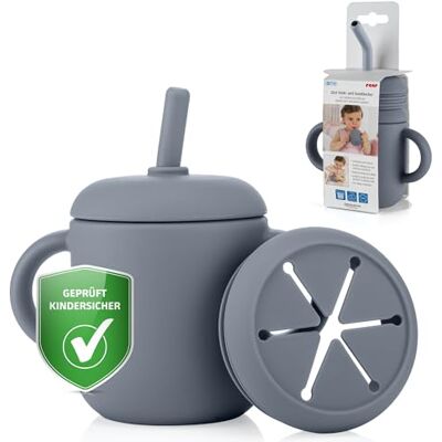 Reer Juego de Vajilla Infantil - Vaso y Snack 2 en 1, Cubiertos para Niños Reer Juego de Vajilla Infantil - Vaso y Snack 2 en 1, Cubiertos para Niños