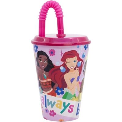 Cartoon Vaso con pajita para niños, vaso de plástico reutilizable semirrígido BPA Free capacidad 430 ml (princesas) Cartoon Vaso con pajita para niños, vaso de plástico reutilizable semirrígido BPA Free capacidad 430 ml (princesas)