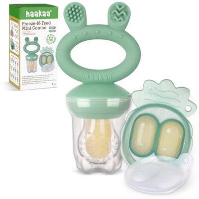 haakaa Bebé Comedero de Frutas & Combo de mini bandejas, Moldes para Paletas de Leche Materna, Alimentador de Silicona Libre de BPA para la Auto Alimentación Segura del Bebé, 4 Meses+ -Verde guisante haakaa Bebé Comedero de Frutas & Combo de mini bandejas, Moldes para Paletas de Leche Materna, Alimentador de Silicona Libre de BPA para la Auto Alimentación Segura del Bebé, 4 Meses+ -Verde guisante