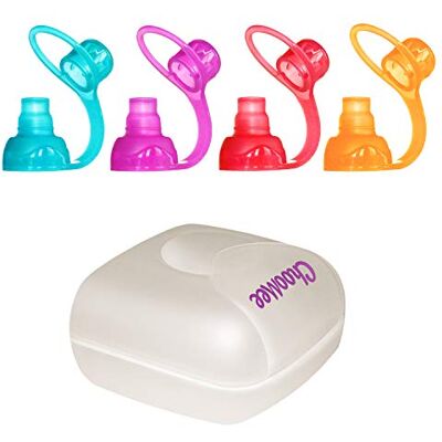 ChooMee SoftSip Boquilla para bolsitas de comida + Estuche blanco Antigoteo bebé Protege encías Silicona sin BPA reutilizable 4 unidades colores variados ChooMee SoftSip Boquilla para bolsitas de comida + Estuche blanco Antigoteo bebé Protege encías Silicona sin BPA reutilizable 4 unidades colores variados
