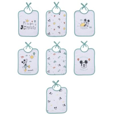 Babycalin – Juego de 7 baberos para bebé de nacimiento diarios, 20 x 25 cm, Mickey Good Morning Disney Baby – Baberos de bebé con cierre de cordones de algodón, baberos de alta absorción, baberos para Babycalin – Juego de 7 baberos para bebé de nacimiento diarios, 20 x 25 cm, Mickey Good Morning Disney Baby – Baberos de bebé con cierre de cordones de algodón, baberos de alta absorción, baberos para