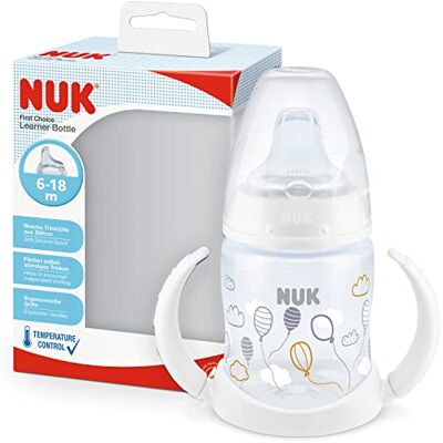NUK First Choice Vaso para sorber 150 ml Asas de fácil agarre y boquilla de silicona ortodóntica A prueba de fugas 6-18 meses Anticólicos Control de temperatura Sin BPA Globos NUK First Choice Vaso para sorber 150 ml Asas de fácil agarre y boquilla de silicona ortodóntica A prueba de fugas 6-18 meses Anticólicos Control de temperatura Sin BPA Globos