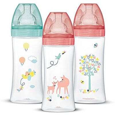 Dodie Sensation+ Biberón, anticólicos, para niña, 330 ml, a partir de 6 meses de edad, con tetina plana y flujo 3, lote de 3 unidades Dodie Sensation+ Biberón, anticólicos, para niña, 330 ml, a partir de 6 meses de edad, con tetina plana y flujo 3, lote de 3 unidades