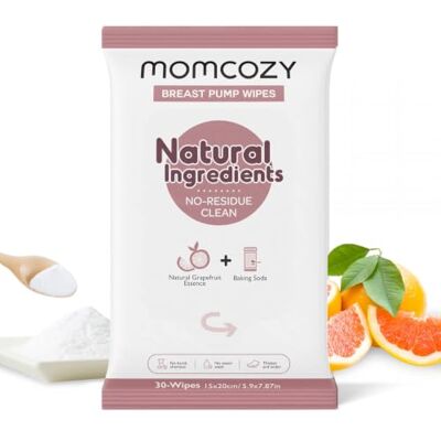 momcozy Toallitas limpiadoras para sacaleches, 30 unidades, 1 paquete Toallitas limpiadoras para piezas de sacaleches, biberones, chupetes, mordedores y juguetes; con ingredientes naturales momcozy Toallitas limpiadoras para sacaleches, 30 unidades, 1 paquete Toallitas limpiadoras para piezas de sacaleches, biberones, chupetes, mordedores y juguetes; con ingredientes naturales