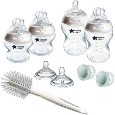 Tommee Tippee Natural Start Set de iniciación para recién nacidos, biberones anticólicos de 150 ml y 260 ml, tetinas similares al pecho de flujo medio para un agarre natural, autoesterilizables Tommee Tippee Natural Start Set de iniciación para recién nacidos, biberones anticólicos de 150 ml y 260 ml, tetinas similares al pecho de flujo medio para un agarre natural, autoesterilizables