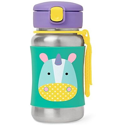 Skip Hop Botella de acero inoxidable con pajita, diseño de abeja, de , modelo Zoo Eureka Unicorn Skip Hop Botella de acero inoxidable con pajita, diseño de abeja, de , modelo Zoo Eureka Unicorn