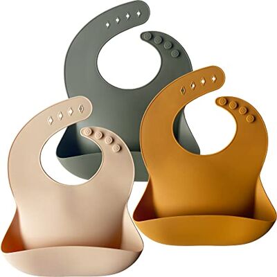 Moonkie Baberos Bebe Impermeables, 3 Paquete Babero Silicona Bebe, Sin BPA, Suaves y Cómodos, Tamaños Ajustables, Babero para Bebés y Niños(Crema/Café claro/Verde oliva) Moonkie Baberos Bebe Impermeables, 3 Paquete Babero Silicona Bebe, Sin BPA, Suaves y Cómodos, Tamaños Ajustables, Babero para Bebés y Niños(Crema/Café claro/Verde oliva)