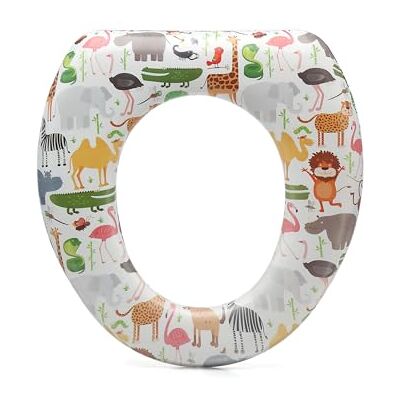 Kiokids Reductor WC con Asas para Niños +12 Meses, Acolchado y Seguro, Fácil de Limpiar, Asas para Mayor Comodidad, Protector de Salpicaduras, Compatible con Inodoros Estándar (Selva) Kiokids Reductor WC con Asas para Niños +12 Meses, Acolchado y Seguro, Fácil de Limpiar, Asas para Mayor Comodidad, Protector de Salpicaduras, Compatible con Inodoros Estándar (Selva)
