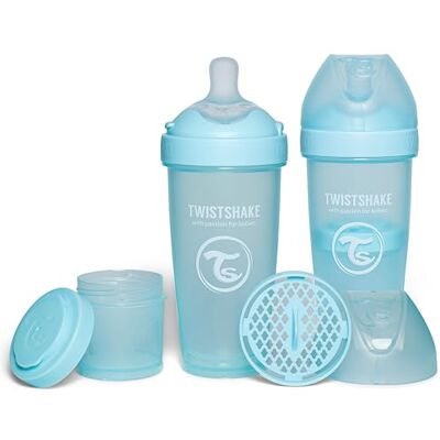 TWISTSHAKE 2x Pro Double Biberón Anticólicos con Envase de Leche en Polvo 330 ml Pezón de Silicona de Flujo Rápido con Forma de Seno Sin BPA Adecuado para Bebés de Más de 4m+ Azul TWISTSHAKE 2x Pro Double Biberón Anticólicos con Envase de Leche en Polvo 330 ml Pezón de Silicona de Flujo Rápido con Forma de Seno Sin BPA Adecuado para Bebés de Más de 4m+ Azul