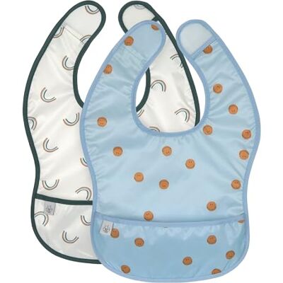 Lässig Baby Babero Set 2 unidades. Con protección anticaída impermeable cierre autoagarrante/Happy Rascals Smile Lässig Baby Babero Set 2 unidades. Con protección anticaída impermeable cierre autoagarrante/Happy Rascals Smile