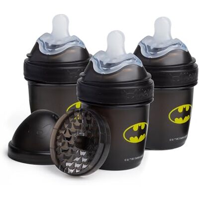 Herobility Batman DC Comics Biberones anticólicos dobles 140 ml (5 onzas líquidas) Paquete de 3 biberones Herobility Batman DC Comics Biberones anticólicos dobles 140 ml (5 onzas líquidas) Paquete de 3 biberones
