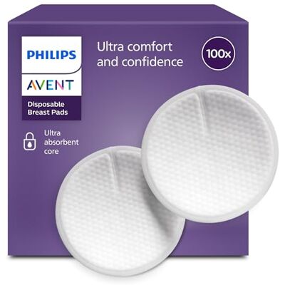 AVENT Philips Discos absorbentes desechables Núcleo con triple capa absorbente, a prueba de fugas, suave textura de panal, ultrafinos y discretos, envueltos individualmente, 100 unidades, AVENT Philips Discos absorbentes desechables Núcleo con triple capa absorbente, a prueba de fugas, suave textura de panal, ultrafinos y discretos, envueltos individualmente, 100 unidades,