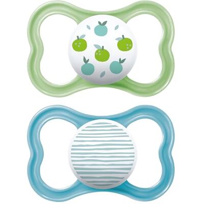 MAM Chupete con Escudo Ventilado, a Partir de 6 Meses, con Tetina Simétrica, Plana y Flexible de Silicona de Fácil Aceptación, con Caja Autoesterilizadora, Air, Azul Brillante, Pack de 2uds MAM Chupete con Escudo Ventilado, a Partir de 6 Meses, con Tetina Simétrica, Plana y Flexible de Silicona de Fácil Aceptación, con Caja Autoesterilizadora, Air, Azul Brillante, Pack de 2uds