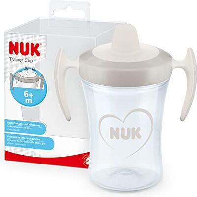 NUK Trainer Cup taza para sorber Boquilla blanda a prueba de fugas +6 meses Sin BPA 230 ml Gris y blanco 1 unidad NUK Trainer Cup taza para sorber Boquilla blanda a prueba de fugas +6 meses Sin BPA 230 ml Gris y blanco 1 unidad