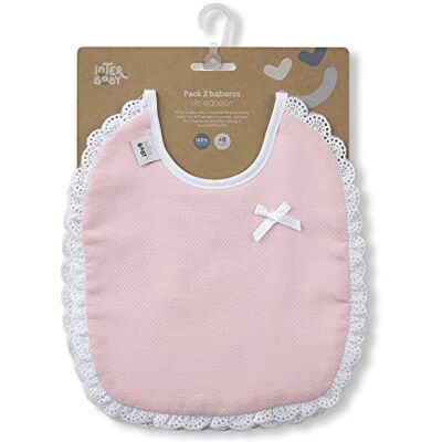 Interbaby Pack 2 Baberos lacito en rosa y gris Interbaby Pack 2 Baberos lacito en rosa y gris