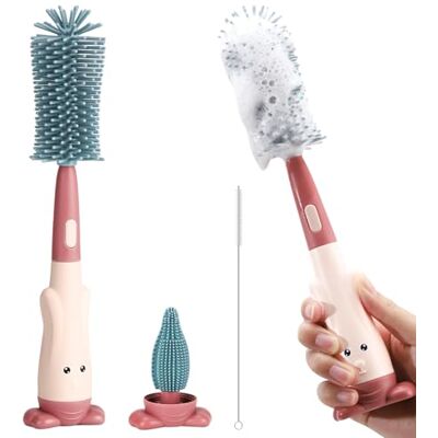 Alyvisun Cepillo Limpiador de Biberones de Silicona Grado Alimenticio con Cepillo para Tetinas y Pajitas (Sin Rayones), Almacenamiento Vertical Alyvisun Cepillo Limpiador de Biberones de Silicona Grado Alimenticio con Cepillo para Tetinas y Pajitas (Sin Rayones), Almacenamiento Vertical