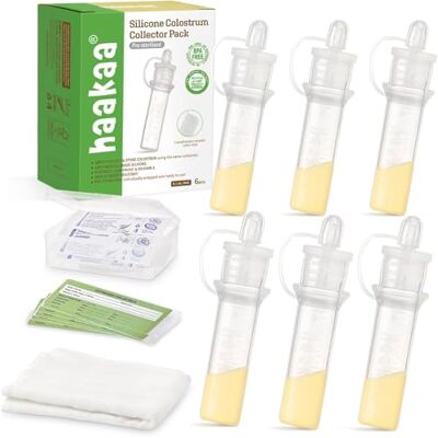 haakaa Kit de Recolección de Calostro, Colector de Leche Materna con Toallita de Algodón y Estuche de Almacenamiento, Reutilizable, Libre de BPA (4ml/6 unidades) haakaa Kit de Recolección de Calostro, Colector de Leche Materna con Toallita de Algodón y Estuche de Almacenamiento, Reutilizable, Libre de BPA (4ml/6 unidades)