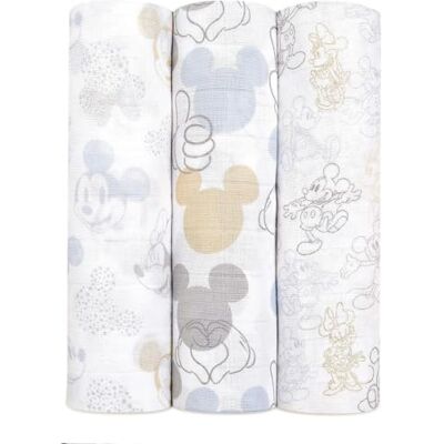 aden + anais Manta metálica de Muselina de algodón 100% para bebés y niños, 120 x 120 cm, Ideal para recién Nacidos y bebés, Ducha, Paquete de 3, Mickey + Minnie aden + anais Manta metálica de Muselina de algodón 100% para bebés y niños, 120 x 120 cm, Ideal para recién Nacidos y bebés, Ducha, Paquete de 3, Mickey + Minnie