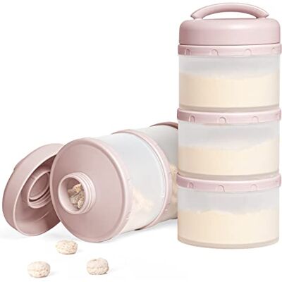 Termichy Apilable Dispensador Leche en Polvo Bebé y Cereales, 2 Paquetes (rosa claro) Termichy Apilable Dispensador Leche en Polvo Bebé y Cereales, 2 Paquetes (rosa claro)
