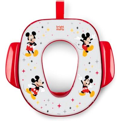 Bright Starts Disney Mickey Mouse Asiento de Orinal Suave, Asiento de Entrenamiento Acolchado, con Asideros, Ganchos, Encaja Mayoría de Inodoros, 18 Meses+ Hasta 50 lbs Bright Starts Disney Mickey Mouse Asiento de Orinal Suave, Asiento de Entrenamiento Acolchado, con Asideros, Ganchos, Encaja Mayoría de Inodoros, 18 Meses+ Hasta 50 lbs