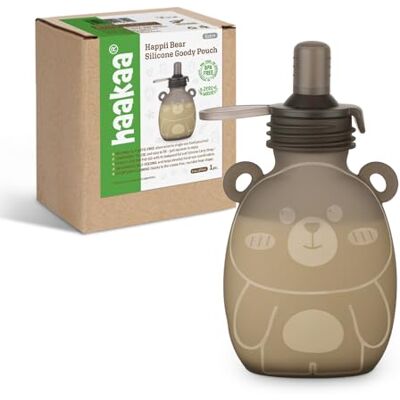haakaa Happii Bear Bolsa de silicona reutilizable para alimentos para bebés para purés orgánicos caseros, jugos, batidos y yogur, perfecta para niños pequeños y niños, 1 paquete, 6 onzas haakaa Happii Bear Bolsa de silicona reutilizable para alimentos para bebés para purés orgánicos caseros, jugos, batidos y yogur, perfecta para niños pequeños y niños, 1 paquete, 6 onzas