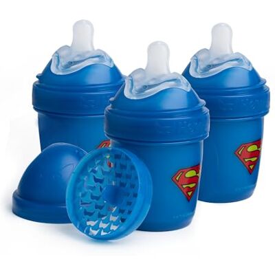Herobility Superman DC Comics Biberones anticólicos dobles 140 ml (5 onzas líquidas) Paquete de 3 biberones Herobility Superman DC Comics Biberones anticólicos dobles 140 ml (5 onzas líquidas) Paquete de 3 biberones