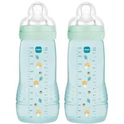 MAM Pack 2 Biberones, a partir de 6 Meses, 330ml, con Tetina X Especial Líquidos Espesos de Silicona de Fácil Aceptación, Fácil de Sostener, Fácil de Limpiar, Easy Active, Azul, Pack de 2uds MAM Pack 2 Biberones, a partir de 6 Meses, 330ml, con Tetina X Especial Líquidos Espesos de Silicona de Fácil Aceptación, Fácil de Sostener, Fácil de Limpiar, Easy Active, Azul, Pack de 2uds