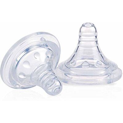 Nuby Tetina de silicona anti cólicos para biberones de cuello ancho, flujo lento Nuby Tetina de silicona anti cólicos para biberones de cuello ancho, flujo lento