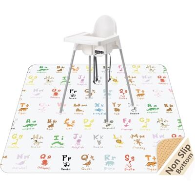WOMUMON Alfombrilla antisalpicaduras para debajo de la silla alta, artes, manualidades, lavable, impermeable, antideslizante, protector de suelo, mantel lavable WOMUMON Alfombrilla antisalpicaduras para debajo de la silla alta, artes, manualidades, lavable, impermeable, antideslizante, protector de suelo, mantel lavable