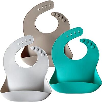 Moonkie Baberos Bebe Impermeables, 3 Paquete Babero Silicona Bebe, Sin BPA, Suaves y Cómodos, Tamaños Ajustables, Babero para Bebés y Niños(Verde turquesa/Gris lunar/Blanco grisáceo) Moonkie Baberos Bebe Impermeables, 3 Paquete Babero Silicona Bebe, Sin BPA, Suaves y Cómodos, Tamaños Ajustables, Babero para Bebés y Niños(Verde turquesa/Gris lunar/Blanco grisáceo)